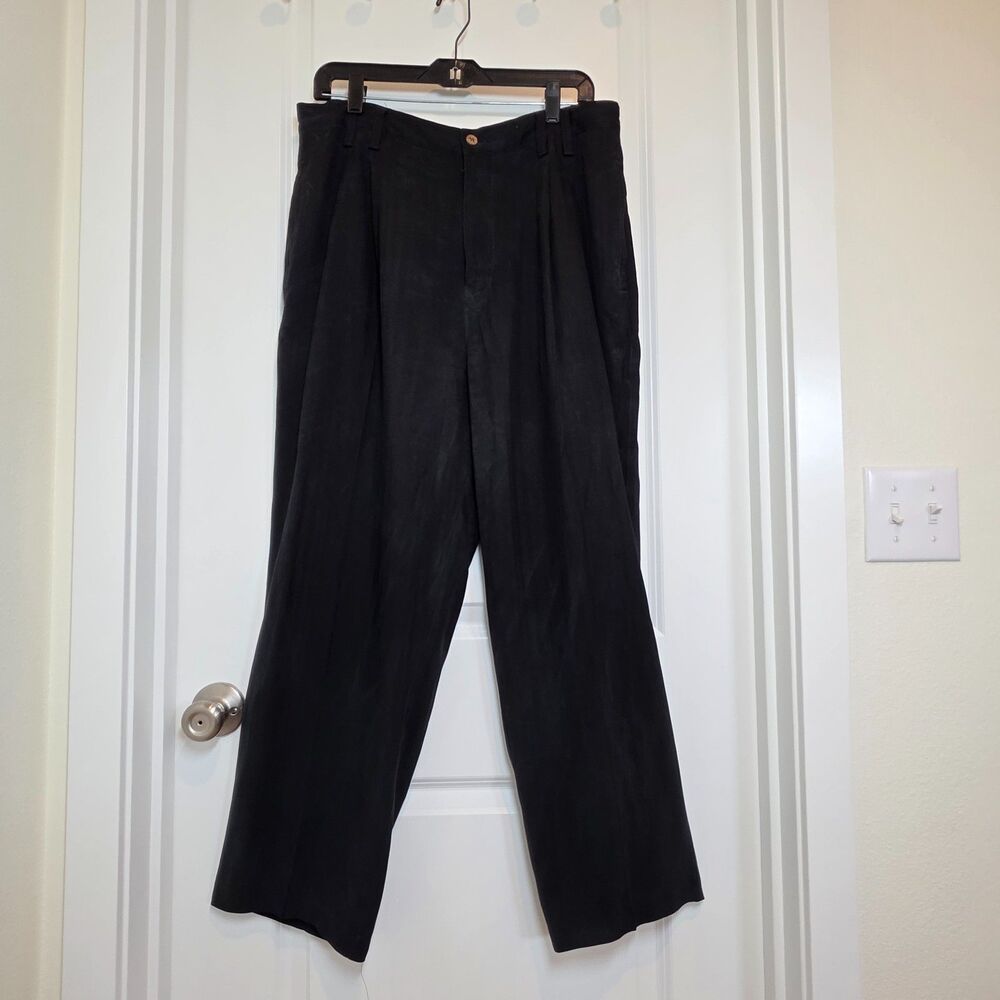 Tommy Bahama 100% Silk Pleated Herringbone Trousers Sz 36 Old Money Quiet Luxury